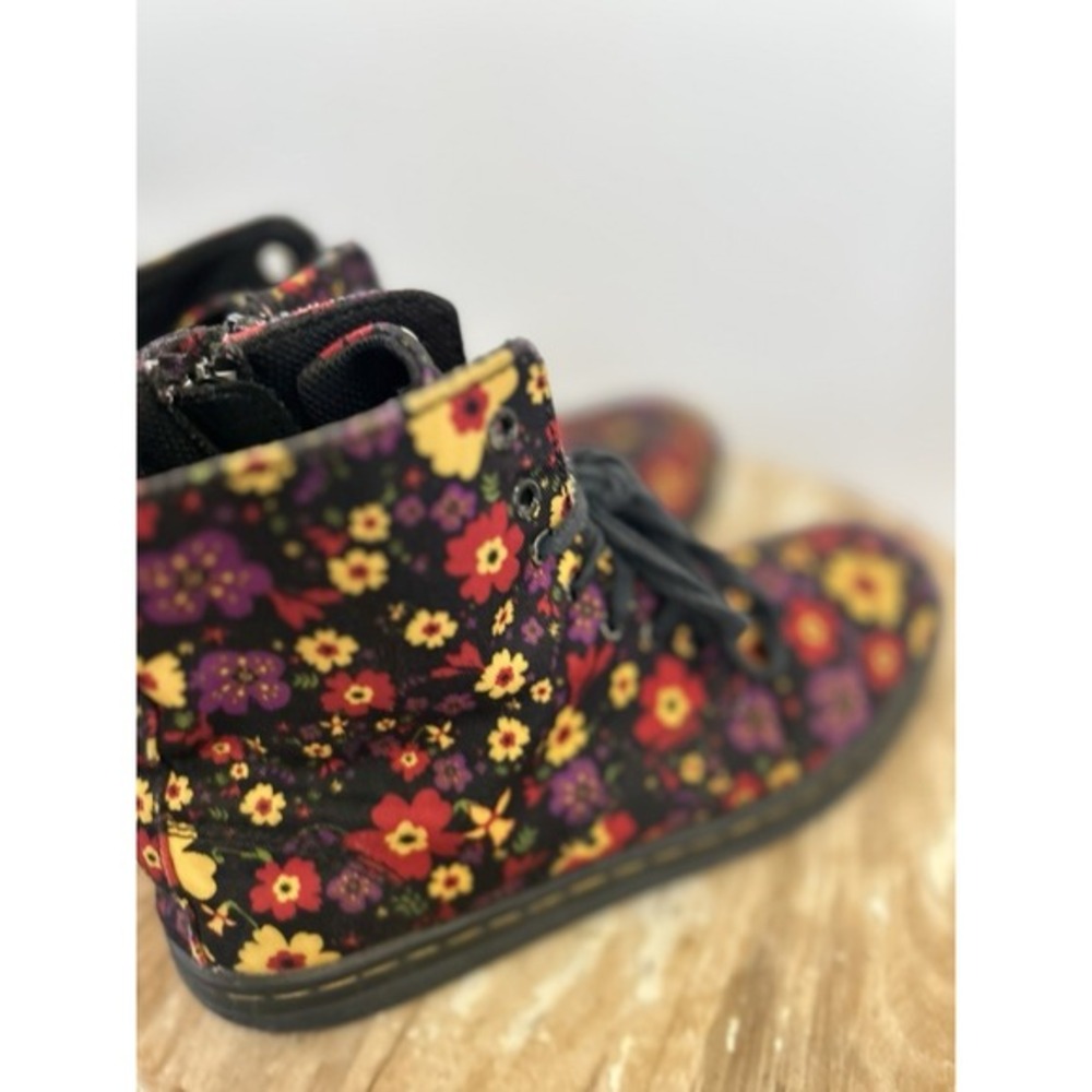 Dr Martens Marley Floral Canvas Lace Up Boots Girls 3 Flowers - Picture 5 of 8